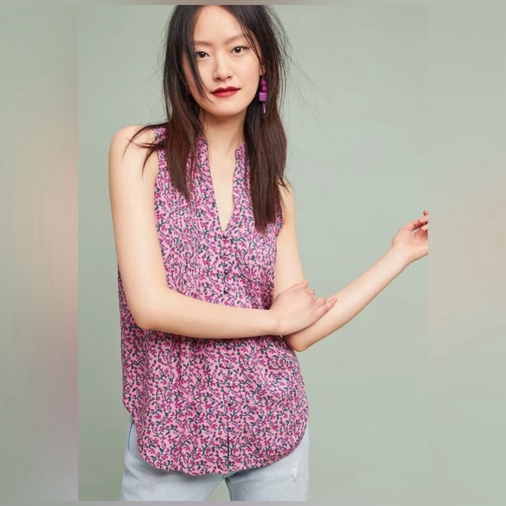 Maeve • Floral Button Sleeveless Tank